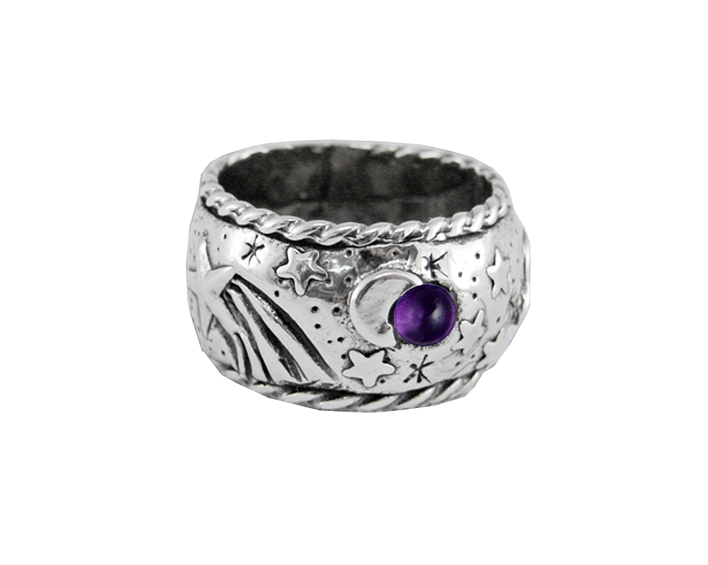 Sterling Silver Memories of a Starry Night Ring With Amethyst Size 8